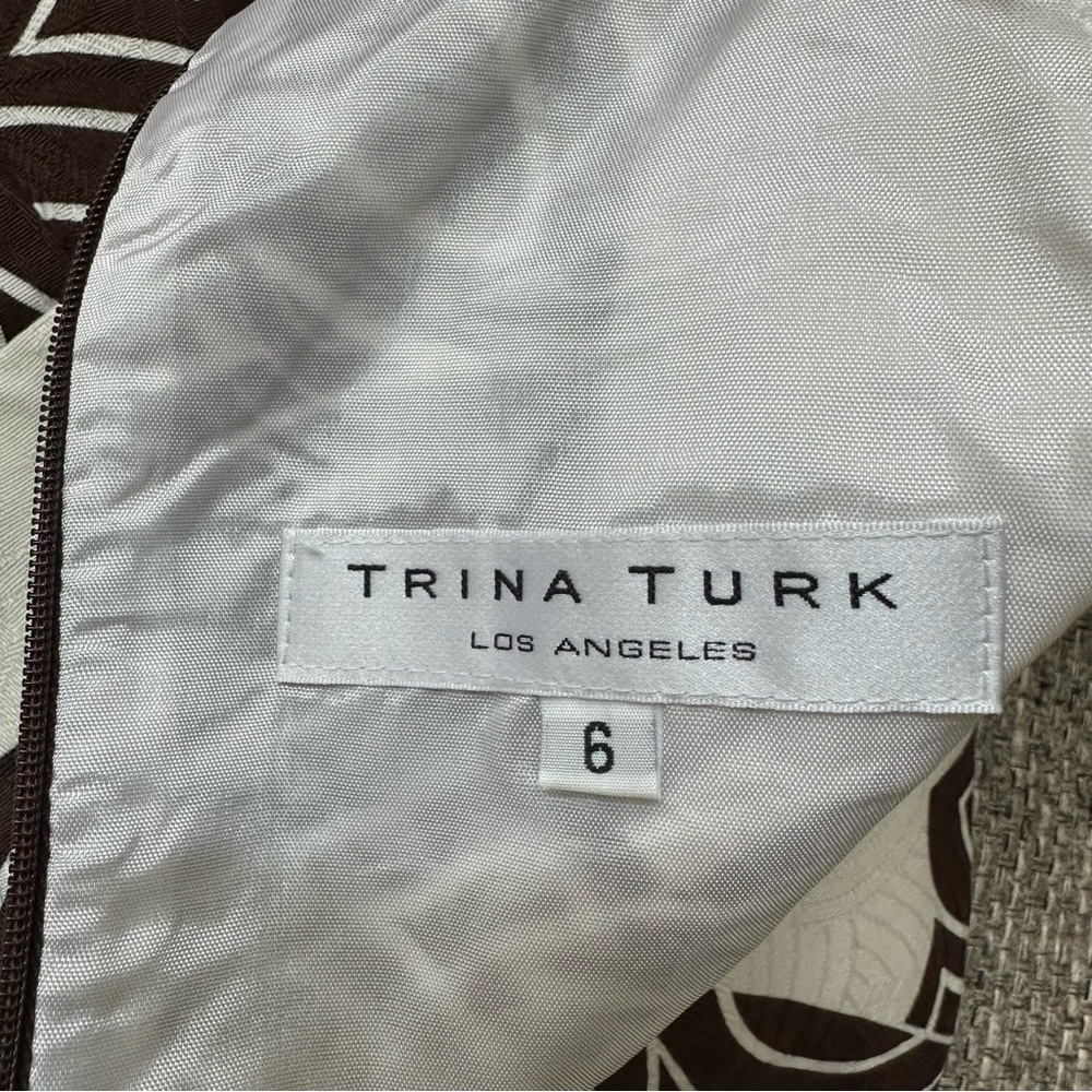Trina Turk Brown and White Patterned Fitted Halter Dress Size 6 - Picture 8 of 10
